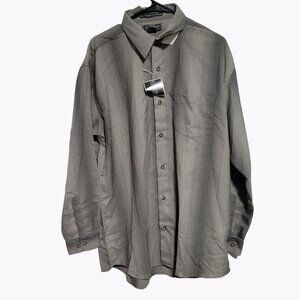 Knights Sportswear Button Front Shirt Mens Large Gray Striped Long Sleeve New